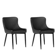Fotele - Beliani Zestaw do jadalni 2 krzesła czarne skóra ekologiczna SOLANO - miniaturka - grafika 1