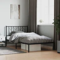 Łóżka - Metalowa rama łóżka z wezgłowiem, czarna, 107x203 cm - miniaturka - grafika 1