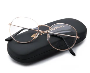 Lenonki zerówki złote okulary damskie i męskie 3148 - Okulary korekcyjne, oprawki, szkła - miniaturka - grafika 1