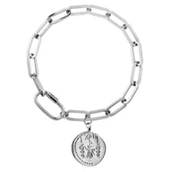 Bransoletki - Bransoletka z monetą na grubym łańcuchy stal szlachetna - Manoki - miniaturka - grafika 1