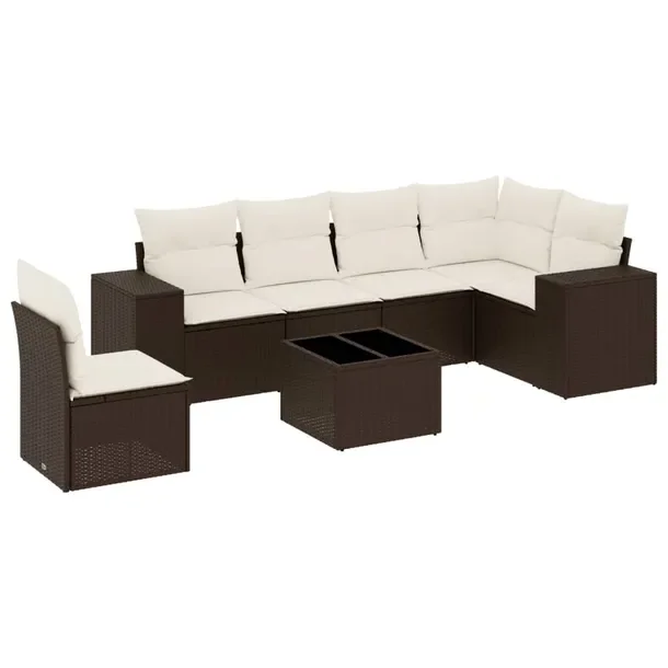 Zestaw wypoczynkowy na taras brązowy, rattan PE, 62 x 62 x 69 cm