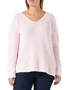 Tommy Hilfiger Damski sweter CRV HAYANA V-NK, jasnoróżowy, 50, Jasnoróżowy - Swetry damskie - miniaturka - grafika 1