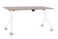 Biurka - Biurko na kółkach Carl - Biały - Stelaż i Blat - 150x80 cm - YZ-14 Beżowy - miniaturka - grafika 1