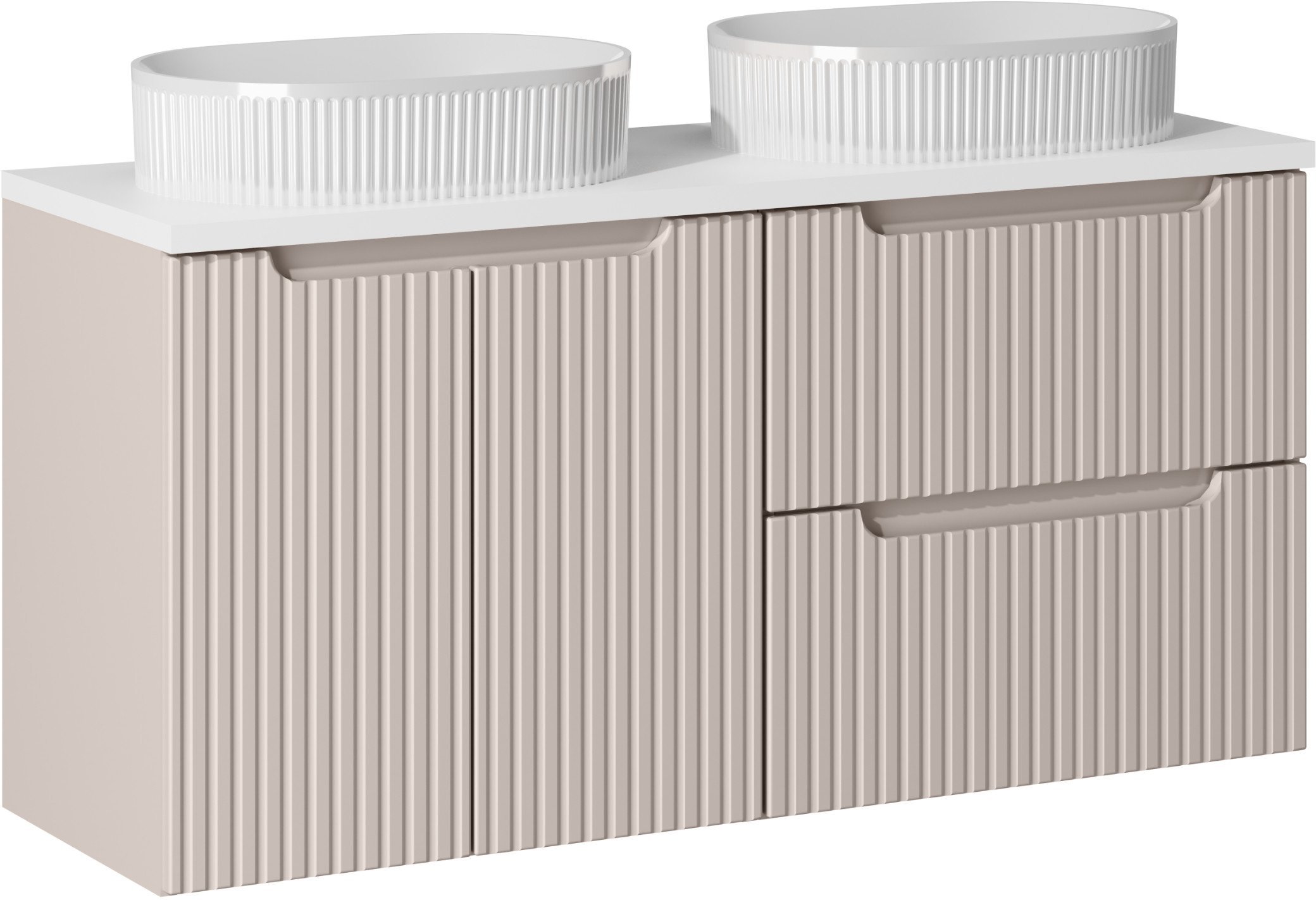 Zestaw meblowy 120cm z blatem i 2 umywalkami nablatowymi Beyond