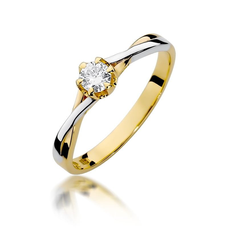 Złoty pierścionek Diament 0,20ct żółte złoto pr. 585