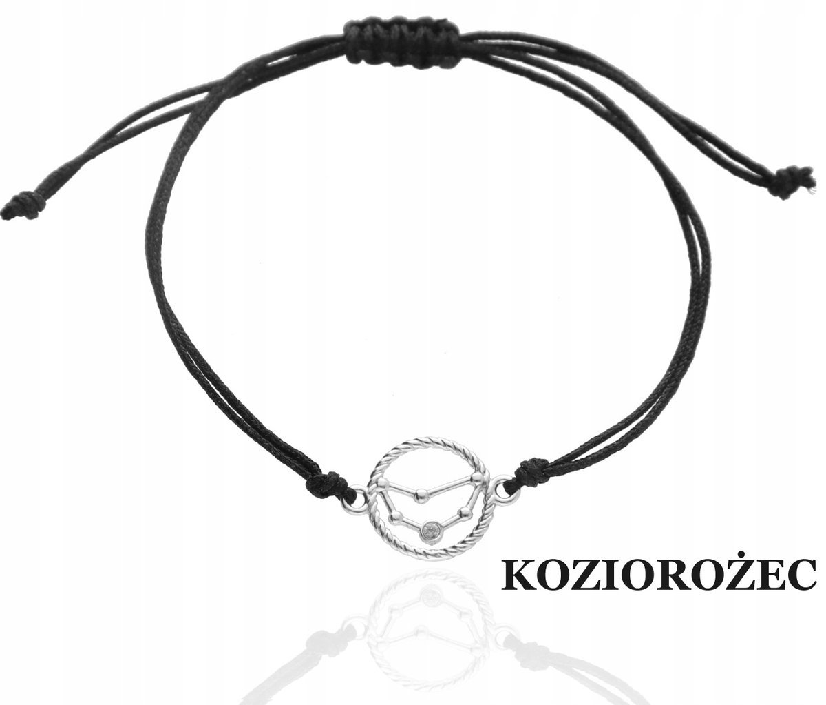 SREBRNA bransoletka sznurkowa KOZIOROŻEC znak zodiaku srebro925 kolory