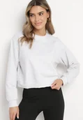 Bluzy damskie - Jasnoszara Bawełniana Bluza Oversize o Krótszym Kroju Vesperana - miniaturka - grafika 1