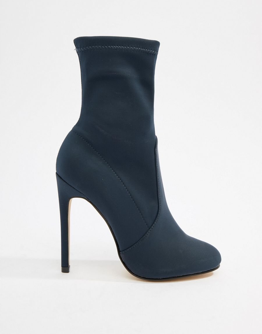 MISSGUIDED GRANATOWE BOTKI NA SZPILCE GŁADKIE ELEGANCKIE EU 39 4CA