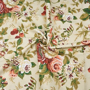 Tkanina bawełniana kwiaty róże angielskie na beżowym tle - Pasmanteria - miniaturka - grafika 1