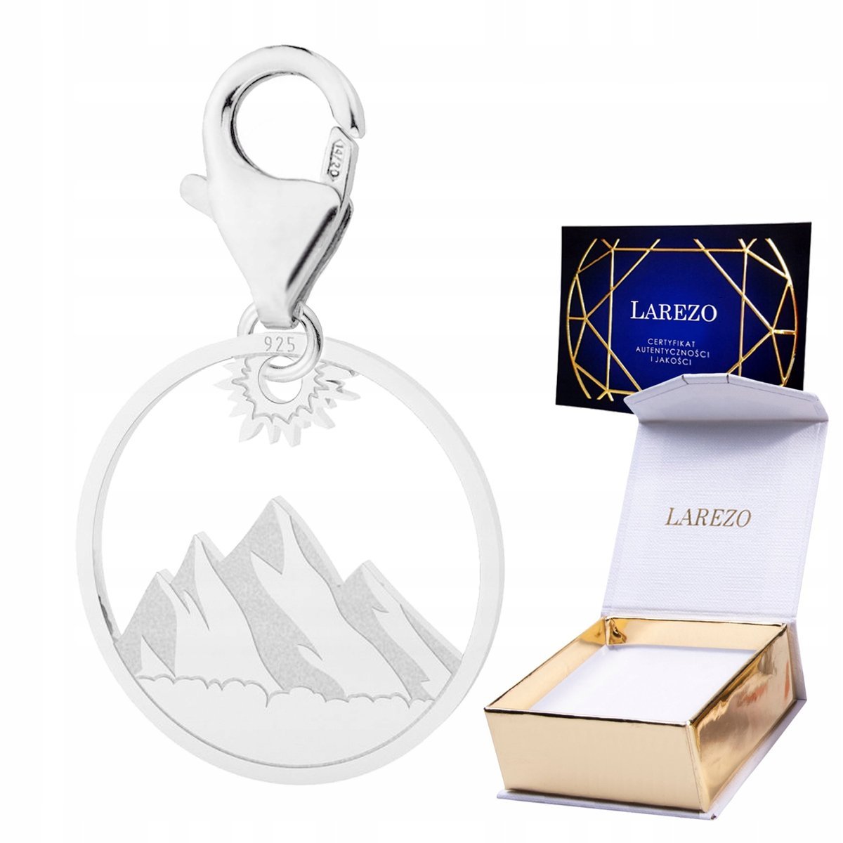 ZAWIESZKA SREBRNA Wisząca z Górami Góry Tatry Rysy Polska Słońce SREBRO 925