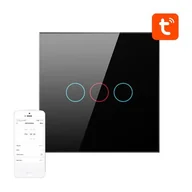 Systemy inteligentnych domów - Dotykowy Włącznik Światła ZigBee Avatto ZTS02-EU-B3 Potrójny TUYA (czarny) - miniaturka - grafika 1