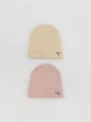 Komplety dla niemowląt - Reserved - Prążkowana czapka z haftem 2 pack - wielobarwny - miniaturka - grafika 1