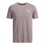 Koszulki sportowe męskie - Męska koszulka treningowa Under Armour Vanish Seamless Grid SS - beżowa - UNDER ARMOUR - miniaturka - grafika 1