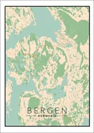 Plakaty - Galeria Plakatu, Bergen mapa kolorowa, 20x30 cm - miniaturka - grafika 1