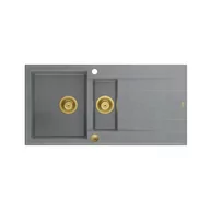 Zlewozmywaki - QUADRON Zlewozmywak EVAN 156 szary, elementy złote, k.pneum. HQE5510050U5_PVDG1_P2O0 - miniaturka - grafika 1