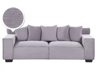 Beliani Sofa 3-osobowa sztruksowa jasnoszara VISKAN 242617 - Sofy i kanapy - miniaturka - grafika 1