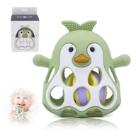 Gryzaki dla dzieci - FAROUT Pinguin Grzechotka Gryzak Montessori Zabawka Dla Niemowląt Wersja 2 - miniaturka - grafika 1