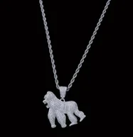 Naszyjniki - Naszyjnik chain goryl srebrny prezent streetwear Y2K iced - miniaturka - grafika 1