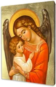 Ikony i obrazy sakralne - Ikona Anioł Stróż z dziewczynką - prezent dla dziecka - miniaturka - grafika 1
