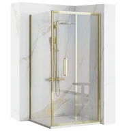 Kabiny prysznicowe - Złota kabina prysznicowa narożna drzwi składane 90x80 Rapid Fold Gold Rea - miniaturka - grafika 1