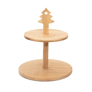 Patera BAMBOU dwupoziomowa z choinką 30 cm x 25 cm HOMLA - Tace i patery Patera BAMBOU dwupoziomowa z choinką 30 cm x 25 cm HOMLA - Tace i patery - miniaturka - grafika 1