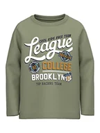 Koszulki i topy damskie - Bestseller A/s NMMVUX LS TOP O1, khaki-zielony (Oil Green), 110 - miniaturka - grafika 1