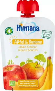 Humana 100% ORGANIC Mus Jabłko-Banan po 6 miesiącu 90 g - Desery dla dzieci - miniaturka - grafika 1