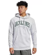 Bluzy męskie - JACK & JONES Męska bluza z kapturem JJEJOSH Sweat Hood NOOS, biały melanż, L, bia?y melan? - miniaturka - grafika 1