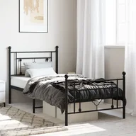 Łóżka - Metalowa rama łóżka z wezgłowiem i zanóżkiem, czarna, 90x200 cm Lumarko! - miniaturka - grafika 1