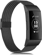 Akcesoria do smartwatchy - PASEK DO ZEGARKA Fitbit Charge 4/3/3 SE CZARNY STALOWY SIATKA ELEGANCKI - miniaturka - grafika 1