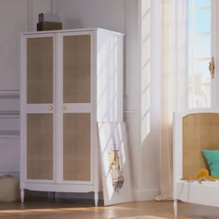 Szafa biała rattanowa Armoire Hermione Neige - Szafy i szafki dla dzieci - miniaturka - grafika 1