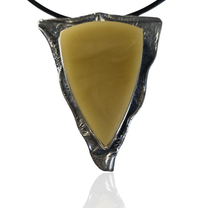 ankabizuteria.pl Piękna zawieszka srebrna oksydowana z żółtym burszty