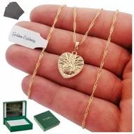 Naszyjniki - Złoty Naszyjnik Ze Stali Chirurgicznej Jezus / Matka Boska 18K / Szkaplerz - miniaturka - grafika 1
