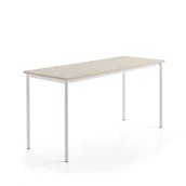 Meble do szkół i przedszkoli - Stół SONITUS PLUS, 1800x700x900 mm, laminat HPL jesion, redukcja hałasu, biały - miniaturka - grafika 1