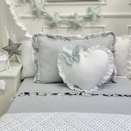 Pościel dla dzieci - Pościel szara porcelana z koronką dla dzieci i nastolatków różne rozmiary - miniaturka - grafika 1