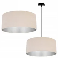 Lampy sufitowe - Lampa sufitowa wisząca Mediolan modern 1xE27 abażur walec srebrno/beżowy Light Home LH - miniaturka - grafika 1