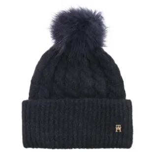 Czapka TH Timeless Beanie Cable AW0AW16989 DW6 (TH1183-b) Tommy Hilfiger - Czapki damskie - miniaturka - grafika 1