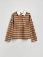Bluzy damskie - Reserved - Bluza z kołnierzykiem polo - wielobarwny - miniaturka - grafika 1