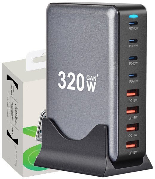 ŁADOWARKA SIECIOWA USB-C SZYBKA DO TELEFONU KOSTKA QUICK CHARGE 3.0 320W