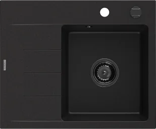 Mexen Ben zlewozmywak granitowy 1-komorowy z ociekaczem lewy 600 x 500 mm, czarny, syfon czarny – 6522605000-77-B - Zlewozmywaki - miniaturka - grafika 1