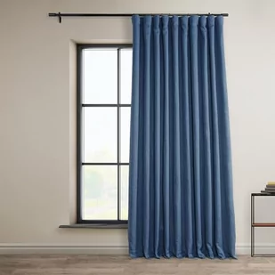 HPD Half Price Drapes BOCH-LN18512-96-DW sztuczny len bardzo szeroka zasłona zaciemniająca pokój (1 panel), 100 x 96, dżinsowa - Zasłony - miniaturka - grafika 1