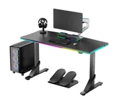 Biurka gamingowe - Ultradesk IRON 132,5cm Regulacja wysokości Czarny - miniaturka - grafika 1