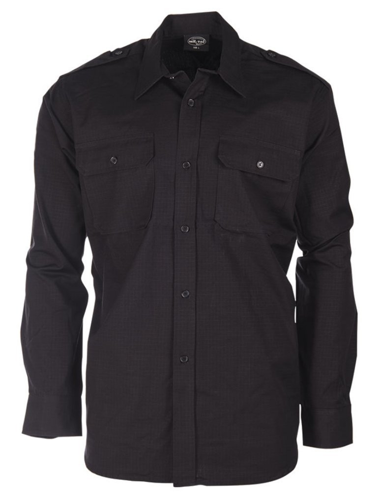 Mil-Tec Koszula Bawełniana Wojskowa Czarna - 4XL