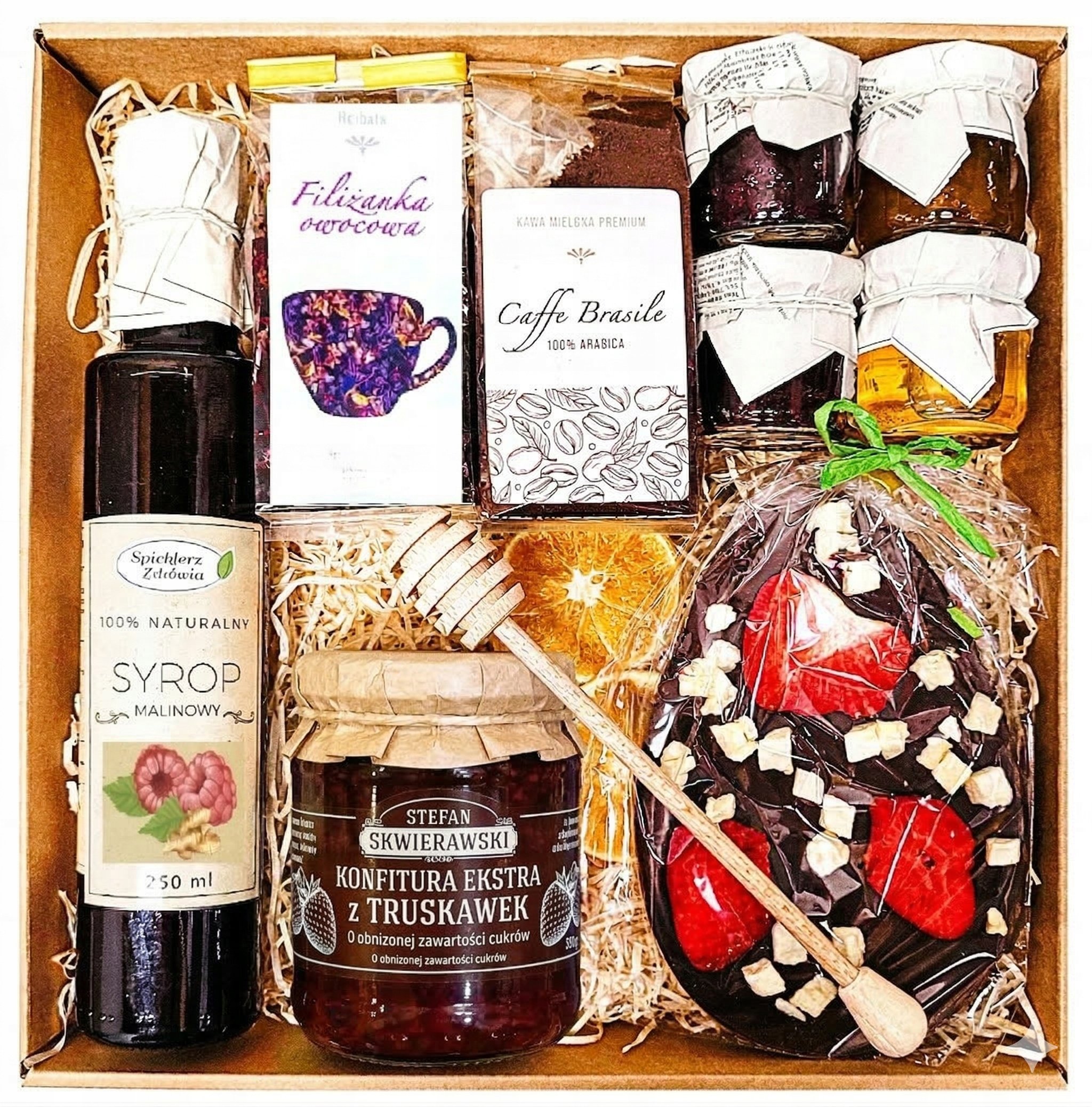 Kosz Prezentowy Upominek Herbata Miód Na Wielkanoc Jajko Czekolada