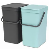 Kosze na śmieci - Brabantia Kosz podwójny do segregowania odpadów szafkowy Sort & Go 2 x 12l 109980 - miniaturka - grafika 1