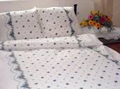 Pościel - Pościel z kory 140x200 002B Bordiura niebieska guziki 100% bawełna gruba - miniaturka - grafika 1