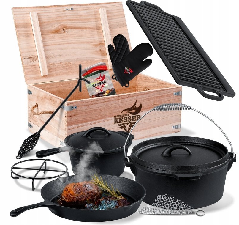 ZESTAW GARNKÓW ŻELIWNYCH DO GRILLA DUŻY AKCESORIA KESSER