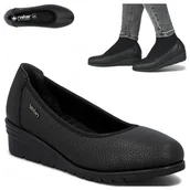 Półbuty damskie - Rieker SKÓRZANE Półbuty Damskie Wygodne Baleriny Eleganckie na koturnie 38 - miniaturka - grafika 1