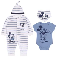 Moda i Uroda OUTLET - Niebiesko-Biały Zestaw Chłopięcy W Paski Myszka Mickey Disney, Certyfikat Oeko-Tex 62 Cm - miniaturka - grafika 1