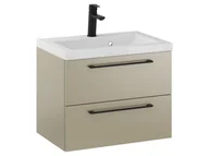 Szafki łazienkowe - Szafka Wisząca Z Umywalką RON 60 cm - Cappuccino Mat - Uchwyty Czarne Matowe - miniaturka - grafika 1